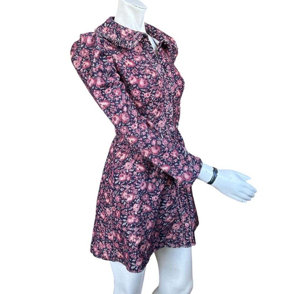 LoveShackFancy Beyers Dress in Blushing Berrys Corduroy Floral Mini Dress Size 2 - Picture 9 of 13
